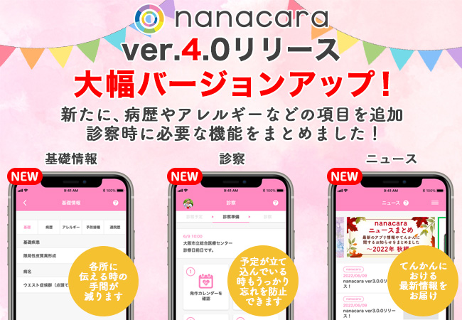 てんかん患者とご家族で創るプラットフォーム「nanacara（ナナカラ）」がVer4.0へ⼤型アップデート！